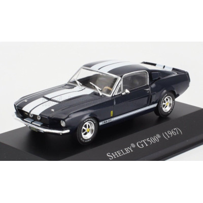 EDICOLA FORD USA MUSTANG SHELBY GT500 COUPE 1967 - CON VETRINA - WITH SHOWCASE - BLUE WHITE 1/43