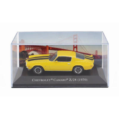EDICOLA CHEVROLET CAMARO Z/28 COUPE 1970 - CON VETRINA - WITH SHOWCASE - YELLOW BLACK 1/43