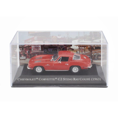 EDICOLA CHEVROLET CORVETTE STINGRAY C2 COUPE 1963 - CON VETRINA - WITH SHOWCASE - RED 1/43