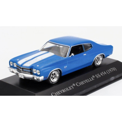 EDICOLA CHEVROLET CHEVELLE SS 454 COUPE 1970 - CON VETRINA - WITH SHOWCASE - BLUE WHITE 1/43