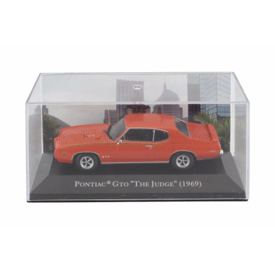EDICOLA PONTIAC GTO THE JUDGE COUPE 1969 - CON VETRINA - WITH SHOWCASE - RED 1/43