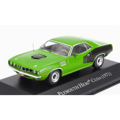 EDICOLA PLYMOUTH HEMI CUDA COUPE 1971 - CON VETRINA - WITH SHOWCASE - GREEN BLACK 1/43