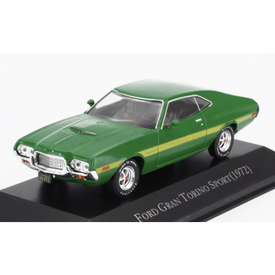 EDICOLA FORD USA GRAN TORINO SPORT COUPE 1972 - CON VETRINA - WITH SHOWCASE - GREEN YELLOW 1/43