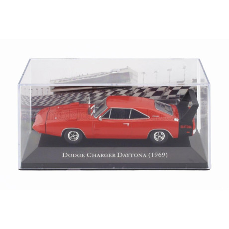 EDICOLA DODGE CHARGER DAYTONA 1969 - CON VETRINA - WITH SHOWCASE - RED BLACK 1/43