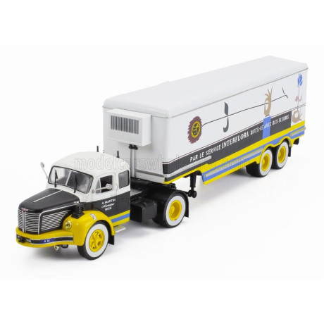 EDICOLA BERLIET TLR 10M TRUCK SEMI-FRIGO INTERFLORA TRANSPORTS 1956 - WITHOUT CARD BOX - WHITE BROWN YELLOW 1/43