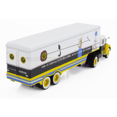 EDICOLA BERLIET TLR 10M TRUCK SEMI-FRIGO INTERFLORA TRANSPORTS 1956 - WITHOUT CARD BOX - WHITE BROWN YELLOW 1/43