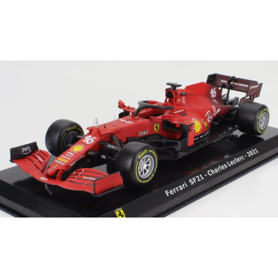 EDICOLA FERRARI F1 SF21  TEAM SCUDERIA FERRARI MISSION WINNOW N 16 SEASON 2021 CHARLES LECLERC - CON VETRINA - WITH SHOWCASE - R