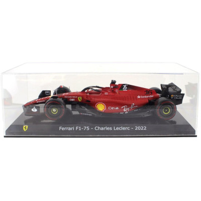 EDICOLA FERRARI F1-75 SCUDERIA FERRARI N 16 SEASON 2022 CHARLES LECLERC - CON VETRINA - WITH SHOWCASE - RED BLACK 1/24