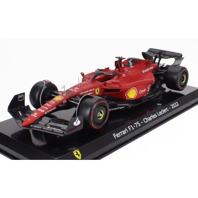 EDICOLA FERRARI F1-75 SCUDERIA FERRARI N 16 SEASON 2022 CHARLES LECLERC - CON VETRINA - WITH SHOWCASE - RED BLACK 1/24