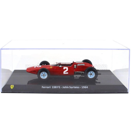 EDICOLA FERRARI F1  158 N 2 WORLD CHAMPION SEASON 1964 JOHN SURTEES - CON VETRINA - WITH SHOWCASE - RED 1/24