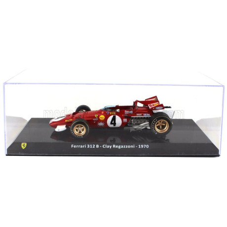 EDICOLA FERRARI F1  312B N 4 SEASON 1970 CLAY REGAZZONI - CON VETRINA - WITH SHOWCASE - RED WHITE 1/24