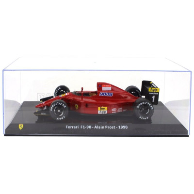 EDICOLA FERRARI F1  F1-90 N 1 SEASON 1990 ALAIN PROST - CON VETRINA - WITH SHOWCASE - RED BLACK 1/24