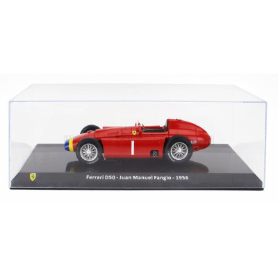 EDICOLA FERRARI F1  D50 N 1 WORLD CHAMPION SEASON 1956 JUAN MANUEL FANGIO - CON VETRINA - WITH SHOWCASE - RED 1/24