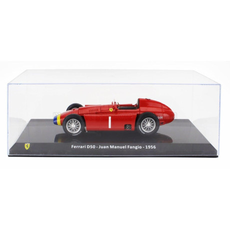EDICOLA FERRARI F1  D50 N 1 WORLD CHAMPION SEASON 1956 JUAN MANUEL FANGIO - CON VETRINA - WITH SHOWCASE - RED 1/24