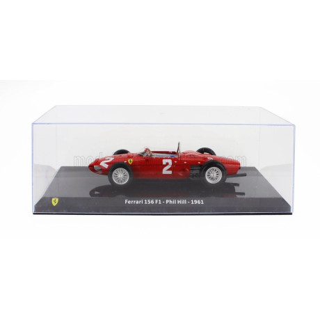EDICOLA FERRARI F1  156 N 2 WORLD CHAMPION SEASON 1961 PHIL HILL - CON VETRINA - WITH SHOWCASE - RED 1/24
