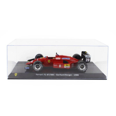 EDICOLA FERRARI F1  87/88C N 28 SEASON 1988 GERARD BERGER - CON VETRINA - WITH SHOWCASE - RED BLACK 1/24