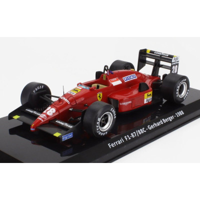 EDICOLA FERRARI F1  87/88C N 28 SEASON 1988 GERARD BERGER - CON VETRINA - WITH SHOWCASE - RED BLACK 1/24