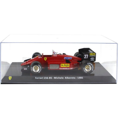 EDICOLA FERRARI F1  156-85 N 27 SEASON 1985 MICHELE ALBORETO - CON VETRINA - WITH SHOWCASE - RED BLACK 1/24