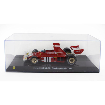 EDICOLA FERRARI F1  312 B3-74 N 11 SEASON 1974 CLAY REGAZZONI - CON VETRINA - WITH SHOWCASE - RED WHITE 1/24