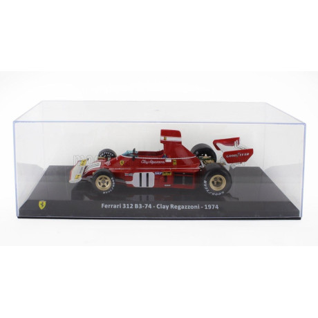 EDICOLA FERRARI F1  312 B3-74 N 11 SEASON 1974 CLAY REGAZZONI - CON VETRINA - WITH SHOWCASE - RED WHITE 1/24
