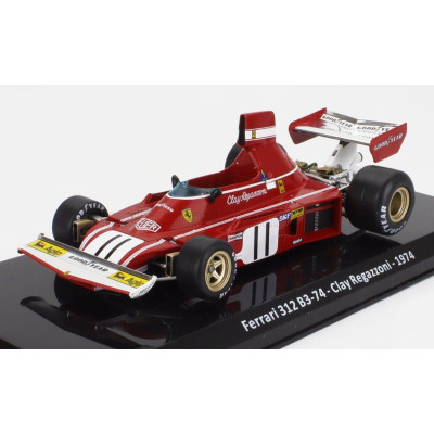 EDICOLA FERRARI F1  312 B3-74 N 11 SEASON 1974 CLAY REGAZZONI - CON VETRINA - WITH SHOWCASE - RED WHITE 1/24