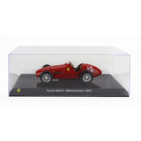 EDICOLA FERRARI F1  500 F2 N 15 WORLD CHAMPION SEASON 1952 ALBERTO ASCARI - CON VETRINA - WITH SHOWCASE - RED 1/24