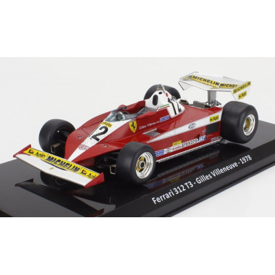 EDICOLA FERRARI F1  312 T3 N 12 SEASON 1978 GILLES VILLENEUVE - CON VETRINA - WITH SHOWCASE - RED WHITE 1/24