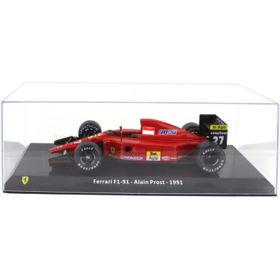 EDICOLA FERRARI F1  F1-91 N 27 SEASON 1991 ALAIN PROST - CON VETRINA - WITH SHOWCASE - RED BLACK 1/24