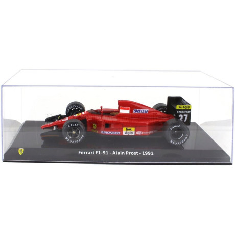 EDICOLA FERRARI F1  F1-91 N 27 SEASON 1991 ALAIN PROST - CON VETRINA - WITH SHOWCASE - RED BLACK 1/24