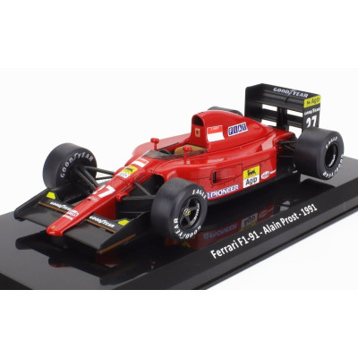 EDICOLA FERRARI F1  F1-91 N 27 SEASON 1991 ALAIN PROST - CON VETRINA - WITH SHOWCASE - RED BLACK 1/24