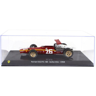 EDICOLA FERRARI F1  312 F1-68 N 26 SEASON 1968 JACKY ICKX - CON VETRINA - WITH SHOWCASE - RED WHITE 1/24