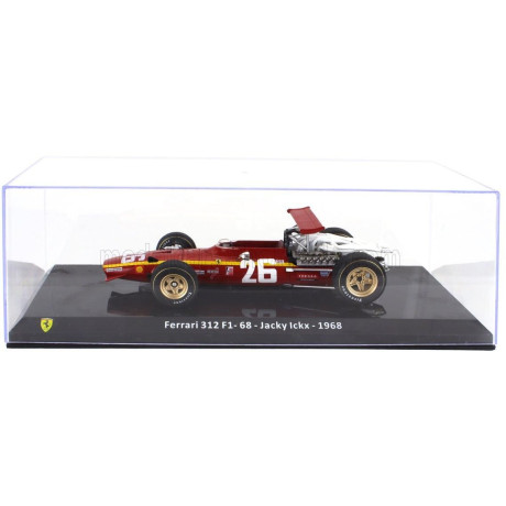 EDICOLA FERRARI F1  312 F1-68 N 26 SEASON 1968 JACKY ICKX - CON VETRINA - WITH SHOWCASE - RED WHITE 1/24