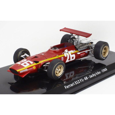 EDICOLA FERRARI F1  312 F1-68 N 26 SEASON 1968 JACKY ICKX - CON VETRINA - WITH SHOWCASE - RED WHITE 1/24