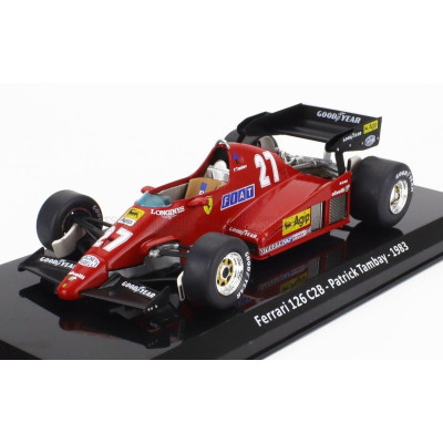 EDICOLA FERRARI F1 126 C2B N 27 SEASON 1983 PATRICK TAMBAY - CON VETRINA - WITH SHOWCASE - RED 1/24