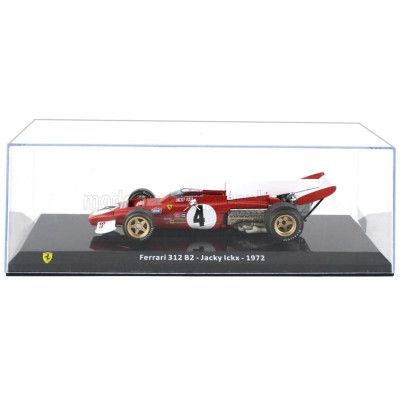EDICOLA FERRARI F1  312 B2 N 4 SEASON 1972 JACKY ICKX - CON VETRINA - WITH SHOWCASE - RED WHITE 1/24