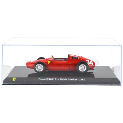 EDICOLA FERRARI F1  246P N 34 SEASON 1960 RICHIE GINTHER - CON VETRINA - WITH SHOWCASE - RED 1/24