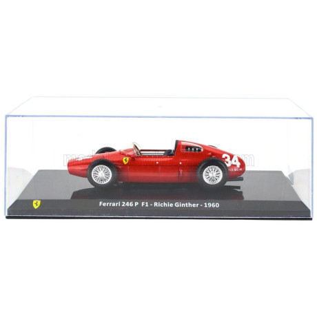 EDICOLA FERRARI F1  246P N 34 SEASON 1960 RICHIE GINTHER - CON VETRINA - WITH SHOWCASE - RED 1/24