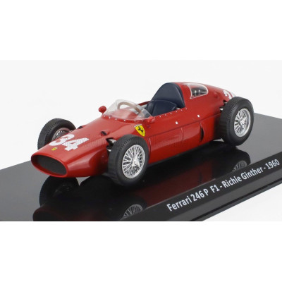 EDICOLA FERRARI F1  246P N 34 SEASON 1960 RICHIE GINTHER - CON VETRINA - WITH SHOWCASE - RED 1/24