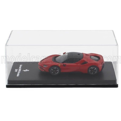 EDICOLA FERRARI SF90 STRADALE HYBRID 1000hp 2019 - CON VETRINA - WITH SHOWCASE - ROSSO CORSA - RED 1/64