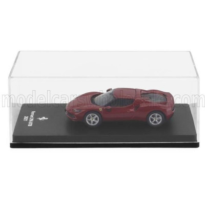EDICOLA FERRARI 296 GTB HYBRID 830HP V6 2021 - CON VETRINA - WITH SHOWCASE - RED 1/64