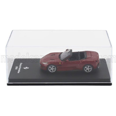 EDICOLA FERRARI PORTOFINO CABRIOLET OPEN 2018 - CON VETRINA - WITH SHOWCASE - ROSSO MUGELLO - DARK RED 1/64