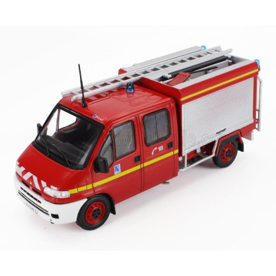 EDICOLA CITROEN JUMPER DOBLE CABINE CENTRE DE SECOURS DE L'AISNE FIRE ENGINE 2002 - RED WHITE SILVER 1/43