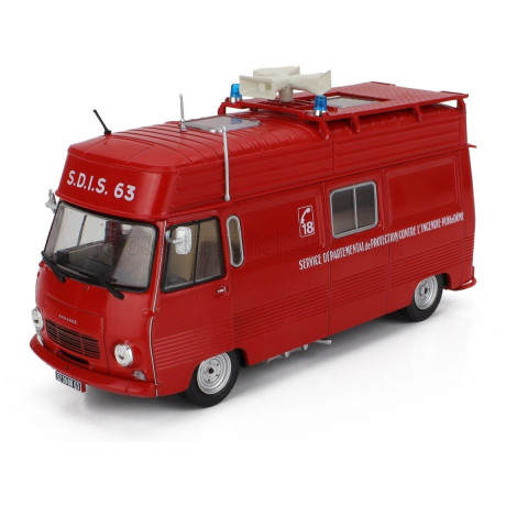 EDICOLA PEUGEOT J7 VAN FIRE ENGINE SERVICE DEPARTEMENTAL DE PROTECTION CONTRE L'INCENDIE PUY DE DOME 1969 - RED 1/43
