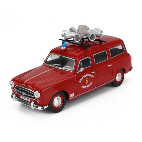 EDICOLA PEUGEOT 403 SW STATION WAGON FIRE ENGINE CENTRE DE SECOURS PRINCIPAL ANNONAY 1969 - RED 1/43