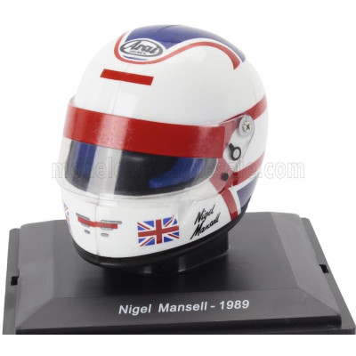 EDICOLA HELMET F1  CASCO HELMET NIGEL MANSELL 640 F1-89 TEAM FERRARI SEASON 1989 - WHITE BLUE RED 1/5