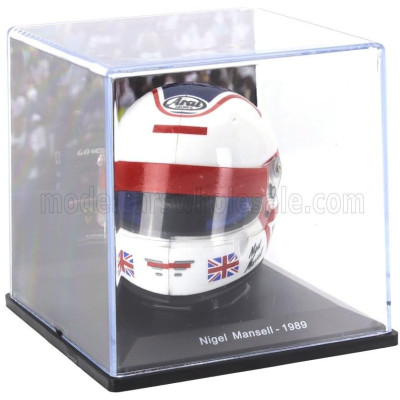 EDICOLA HELMET F1  CASCO HELMET NIGEL MANSELL 640 F1-89 TEAM FERRARI SEASON 1989 - WHITE BLUE RED 1/5