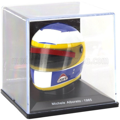 EDICOLA HELMET F1  CASCO HELMET MICHELE ALBORETO 156-85 TEAM FERRARI SEASON 1985 - YELLOW BLUE WHITE 1/5
