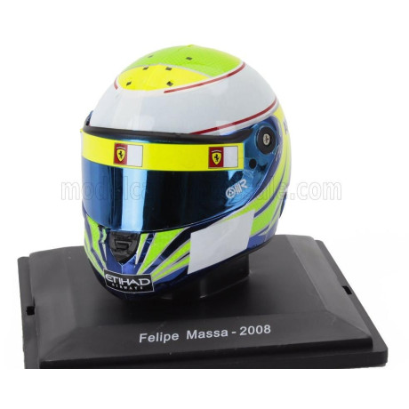 EDICOLA HELMET F1  CASCO HELMET FELIPE MASSA F2008 TEAM FERRARI SEASON 2008 - LIGHT GREEN BLUE WHITE 1/5