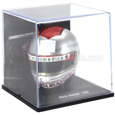 EDICOLA HELMET F1  CASCO HELMET MARIO ANDRETTI 126 C2 TEAM FERRARI SEASON 1982 - SILVER RED 1/5