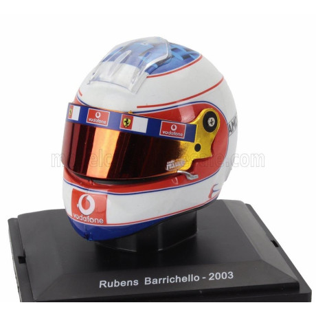 EDICOLA HELMET F1  CASCO HELMET RUBENS BARRICHELLO F2003-GA TEAM FERRARI SEASON 2003 - WHITE RED BLUE 1/5